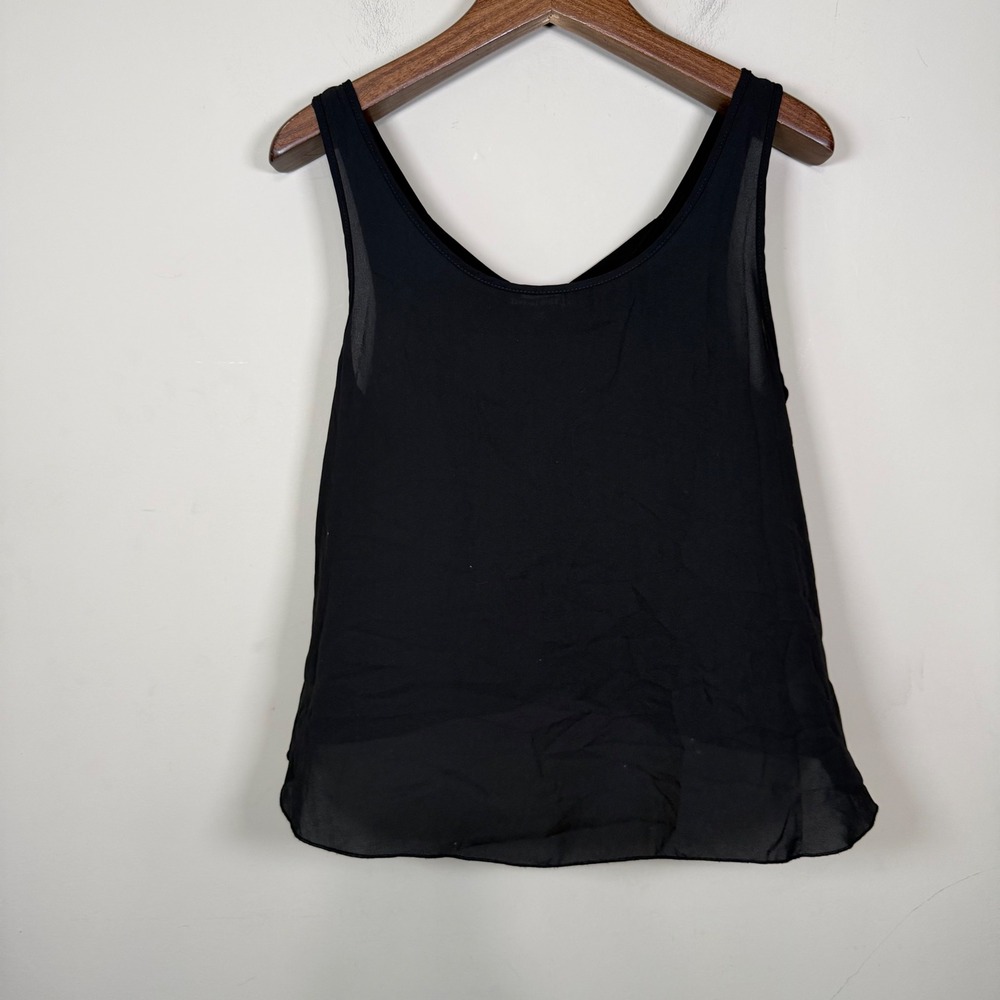 Living Doll Black Sheer Bow Detail Sleeveless Tank Medium